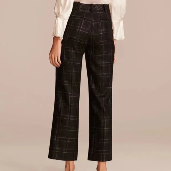 REBECCA TAYLOR Crosshatch Wool Stitch Plaid Trousers - Picture 2 of 10